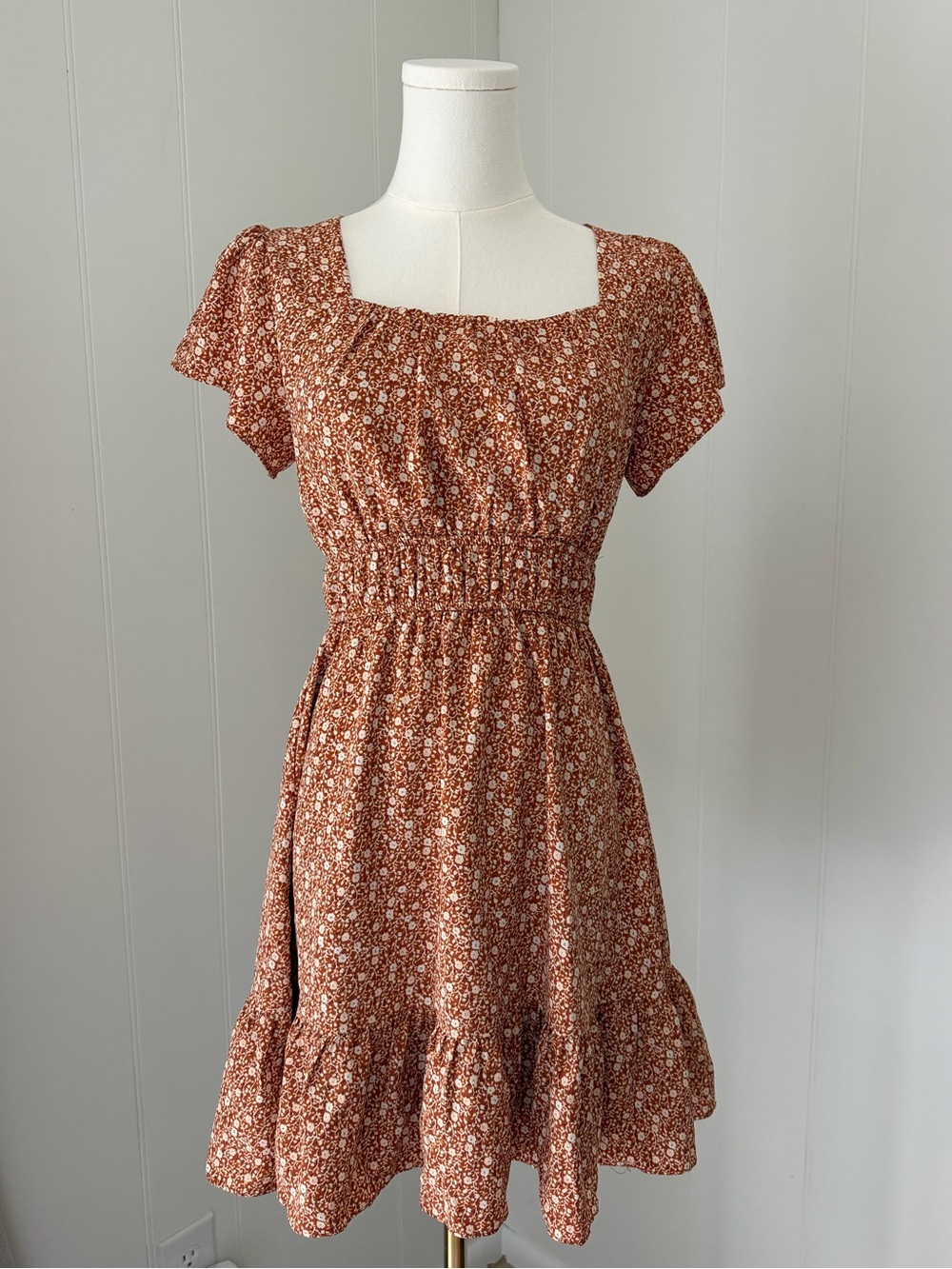 Altar'd State Rust Floral Mini Dress